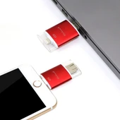 Richwell 3 in 1 64GB Metal Çift Kapaklı USB Flash Bellek Type-C 8 Pin USB 3.0 OTG Fonksiyonlu Gri - 3