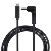 PD65W USB-C Dirsekli 5.5x2.5mm Dizüstü Güç Şarj Kablosu 1.5m Siyah - 1