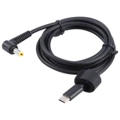 PD65W USB-C Dirsekli 5.5x2.5mm Dizüstü Güç Şarj Kablosu 1.5m Siyah - 2