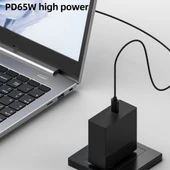 PD65W USB-C Dirsekli 5.5x2.5mm Dizüstü Güç Şarj Kablosu 1.5m Siyah - 6