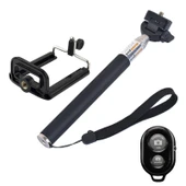 YKD 121 Uzatılabilir El Tipi Selfie Monopodu Bluetooth Uzaktan Kumanda ve Telefon Klipsi Seti - 2