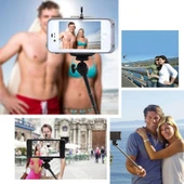YKD 121 Uzatılabilir El Tipi Selfie Monopodu Bluetooth Uzaktan Kumanda ve Telefon Klipsi Seti - 6
