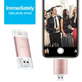 Richwell 3 in 1 64GB Metal Çift Kapaklı USB Flash Bellek Type-C 8 Pin USB 3.0 OTG Fonksiyonlu Gri - 6