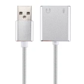 Alüminyum Alaşımlı Kasa Dış USB Sanal 7.1 Kanal Ses Kartı 13cm Kablolu Gümüş - 4
