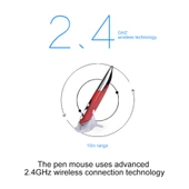 PR 06 Kırmızı 4 Tuşlu Akıllı Kablosuz Optik Mouse Stylus Kalem Fonksiyonlu - 9