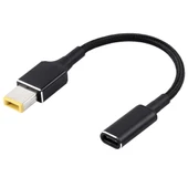 Lenovo PD 100W 18.5-20V Kare Fişten USB-C Tip C Adaptörlü Naylon Örgü Kablo 9cm - 2