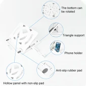 Beyaz Dönerli Telefon Tutuculu Dizüstü Bilgisayar Soğutucu Stand - 4