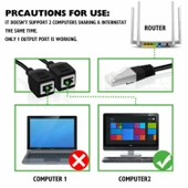 1den 2ye LAN Ethernet CAT5 RJ45 Splitter Adaptör Kablo Uzunluğu 25cm - 5