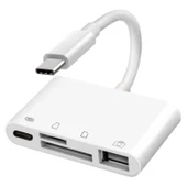 NK108LTC 4 in 1 USB C Erkekten SD TF USB ve Type C Dişi Kamera Kart Okuyucu - 1