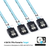 Mini SAS SFF8087 to 4x SATA 7 Pin Kadın Veri Kablosu 6Gbps 50cm - 3