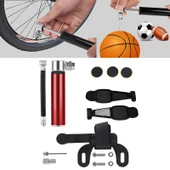 Kırmızı Mini Taşınabilir Alüminyum Bisiklet Pompası Seti Plastik Yapışkanlı Lastik Yaması ve Lastik Kaldırıcı - 1
