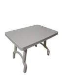 Portatif Büyük Boy Plastik Katlanabilir Piknik Sehpası Kamp Masası Beyaz 78 x 55 x 57 cm - 3