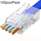 100 Adet Cat6e Korumalı Olmayan Pass Through RJ45 Konnektör Modüler Fiş - 1