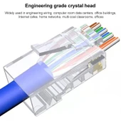 100 Adet Cat6e Korumalı Olmayan Pass Through RJ45 Konnektör Modüler Fiş - 5