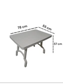 Portatif Büyük Boy Plastik Katlanabilir Piknik Sehpası Kamp Masası Beyaz 78 x 55 x 57 cm - 1
