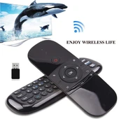 W1 Kablosuz QWERTY 57 Tuşlu Klavye 2.4G Hava Mouse Uzaktan Kumanda LED Gösterge Android TV Kutusu Mini PC Akıllı TV Projektör HTPC Hepsi Bir Arada PC TV - 7