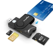 ROCKETEK CR310 USB 2.0 Çok Fonksiyonlu Kart Okuyucu TF SD SIM Akıllı Kart - 1