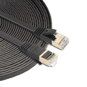 10 Metre CAT7 10 Gigabit Ethernet Ultra İnce Patch Kablosu Siyah Korumalı RJ45 Konnektörlü - 1