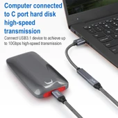 USB 3.0 Erkekten USB-C Dişiye Uzatma Kablosu - Alüminyum Kasa - 5Gbps Hız - 3