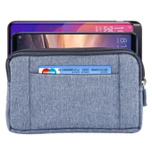 Spor Denim Evrensel Telefon Bel Çantası 6.4-6.5 İnç XL Boy Mavi - 6