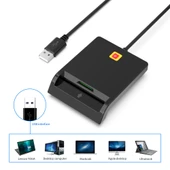 Rcoketek CR301 Akıllı CAC Kart Okuyucu USB 2.0 Banka Kartı SIM Kart Vergi Okuyucu Siyah - 2