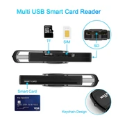 ROCKETEK CR310 USB 2.0 Çok Fonksiyonlu Kart Okuyucu TF SD SIM Akıllı Kart - 9