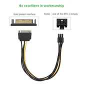 20cm SATA 15 Pinden 6 Pin Dişi PCI Express Grafik Kartı Güç Kablosu - 4