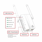 300Mbps Kablosuz N Menzil Genişletici WiFi Tekrarlayıcı Sinyal Güçlendirici 2 Harici Antenli Siyah EU Fiş - 7