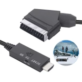 Scart HDMI Dönüştürücü Video Ses Adaptör Kablosu Siyah - 3