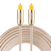 EMK 3 Metre OD4.0mm Altın Kaplama Metal Başlıklı Örgülü Toslink Erkek-Erkek Dijital Optik Ses Kablosu Altın - 1