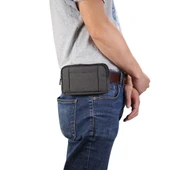 Spor Denim Evrensel Telefon Bel Çantası 6.4-6.5 İnç Siyah XL - 10