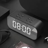 AEC BT501 Bluetooth 50 Mini Hoparlor LED Alarm Saat Dijital Ayna Siyah - 1