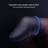 Karbon Fiber Nefes Alabilir Telefon Oyun Dokunmatik Ekran Parmak Kılıfı Başparmak ve İşaret Parmak Siyah Sarı - 6