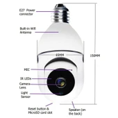 GA C11 1080P 2MP 2.4G Tek Frekanslı İki Yönlü Sesli İnterkom Ampul Kamera Beyaz - 3