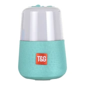 T G TG168 Taşınabilir Kablosuz Bluetooth V50 Stereo Hoparlör Kulp Dahili Mikrofon LED Işıklı TF Kart USB AUX FM Cyan - 2