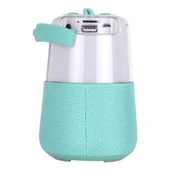 T G TG168 Taşınabilir Kablosuz Bluetooth V50 Stereo Hoparlör Kulp Dahili Mikrofon LED Işıklı TF Kart USB AUX FM Cyan - 3