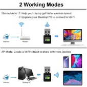 600Mbps AC Çift Bant USB WIFI Adaptörü - 6