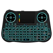 MT08 2.4GHz Mini Kablosuz Hava Mouse QWERTY Klavye Renkli Arka Işık Dokunmatik Yüzey Multimedya Kontrol Siyah - 2