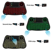 MT08 2.4GHz Mini Kablosuz Hava Mouse QWERTY Klavye Renkli Arka Işık Dokunmatik Yüzey Multimedya Kontrol Siyah - 7