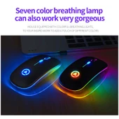 YINDIAO A2 Kablosuz Sessiz Mouse Beyaz 2.4GHz 1600DPI Ayarlanabilir RGB Işıklı Şarjlı - 3