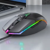 S700 Renkli Işıklı USB Kablolu Ofis ve Oyun Mouse Siyah - 1