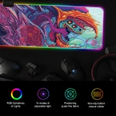 Bilgisayar Canavarı Desenli Aydınlatmalı Mouse Pad 90x30x04 cm - 9