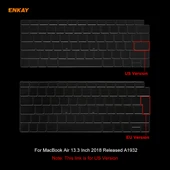 MacBook Air 13.3 inç A1932 2018 Model Ultra İnce TPU Klavye Koruyucu Kapak ABD Versiyonu - 7
