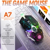 YINDIAO A7 Kablosuz Sessiz Oyuncu Mouse Beyaz 1600 DPI 7 Tuşlu RGB Işıklı Şarjlı - 12