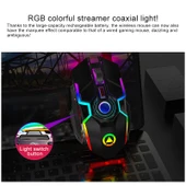 YINDIAO A5 Kablosuz Sessiz Gaming Mouse Gri 2.4GHz 1600DPI Ayarlanabilir RGB Işık - 3
