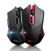 ET X08 Kablosuz Sessiz Oyun Mouse Siyah 7 Tuş 2400 DPI USB Alıcılı Renkli Işıklı - 2