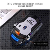 YINDIAO A7 Kablosuz Sessiz Oyuncu Mouse Beyaz 1600 DPI 7 Tuşlu RGB Işıklı Şarjlı - 7