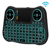MT08 2.4GHz Mini Kablosuz Hava Mouse QWERTY Klavye Renkli Arka Işık Dokunmatik Yüzey Multimedya Kontrol Siyah - 1
