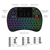 Rii X8 RT716 2.4GHz Kablosuz Mini QWERTY 71 Tuşlu Klavye 2.5 inç Dokunmatik Yüzeyli Arkadan Aydınlatmalı Siyah - 7