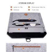 12.5 Inç Gri Keçe Düğmeli Çok Amaçlı Laptop İç Çantası - 5